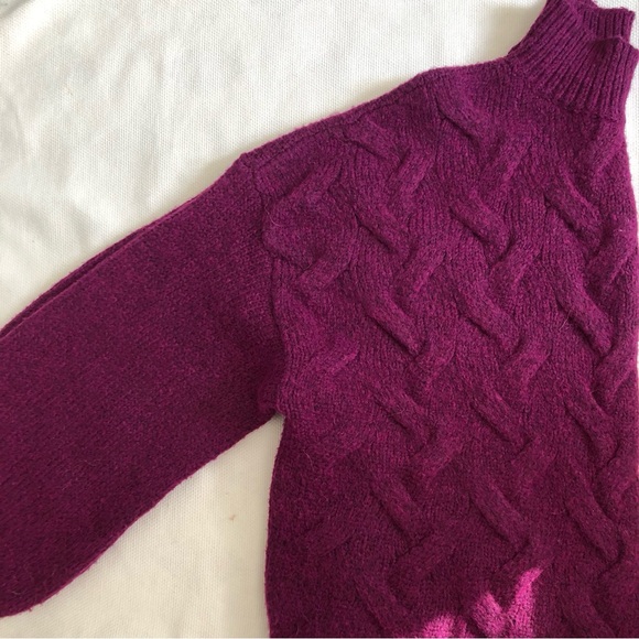 Nine West Purple wool blend Cable knit Mock Turtleneck sweater XL - Picture 5 of 9